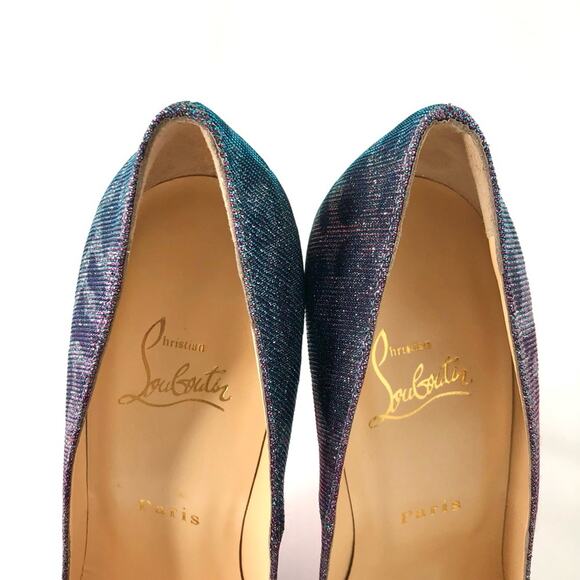 NIB Christian Louboutin Fifi 100 Leopard Print Turquoise Violet Pumps 38.5 - Picture 5 of 10